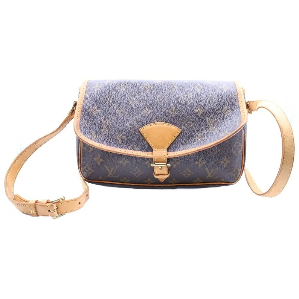 LOUIS VUITTON Monogram Sologne Shoulder Bag Brown Leather